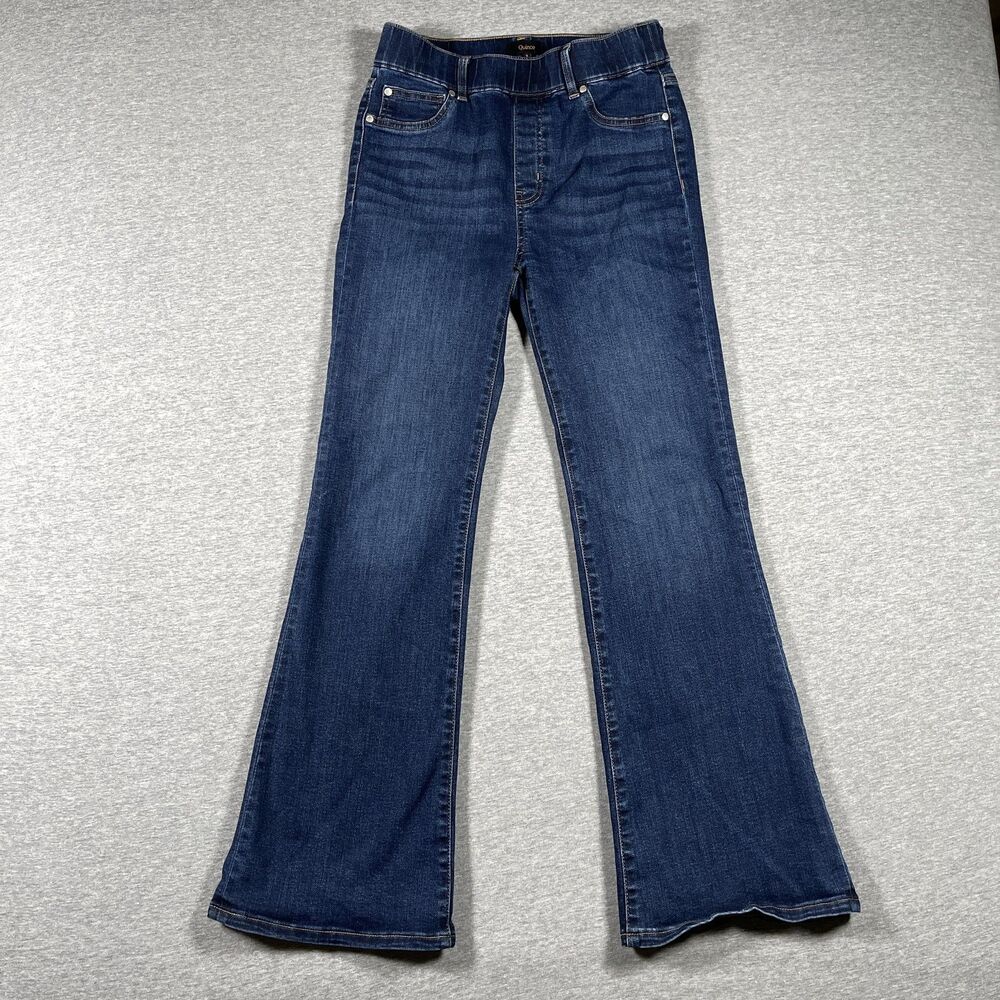 Quince Jeans Womens S Waist Blue Denim Flared Mid Rise Y2K